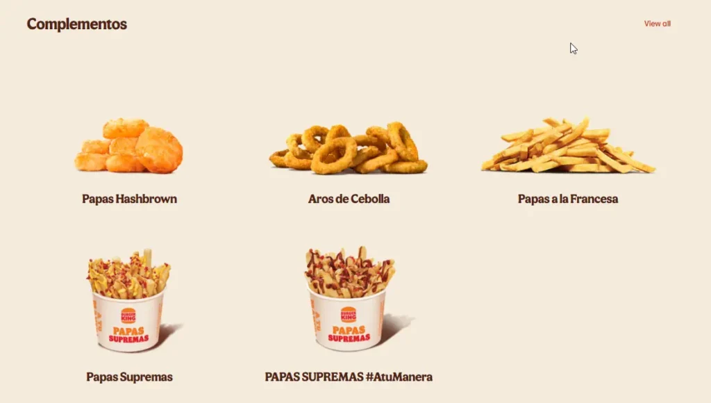 calorías del menú de Burger King