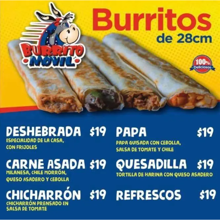 Burrito Movil Menu Mexico