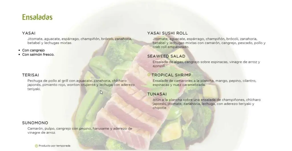 rollo de sushi menú pdf