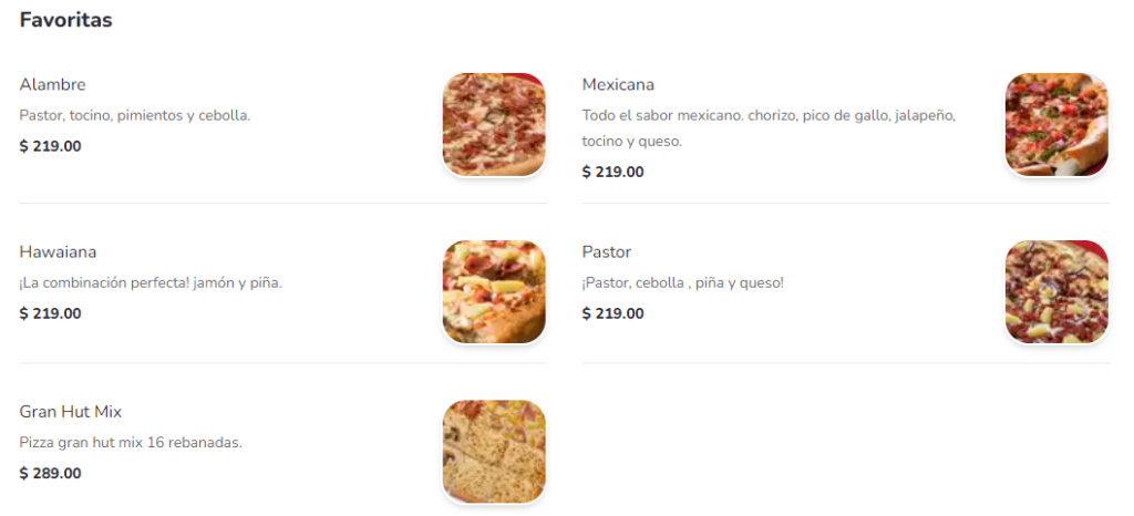 Pizza Hut Menu Mexico 