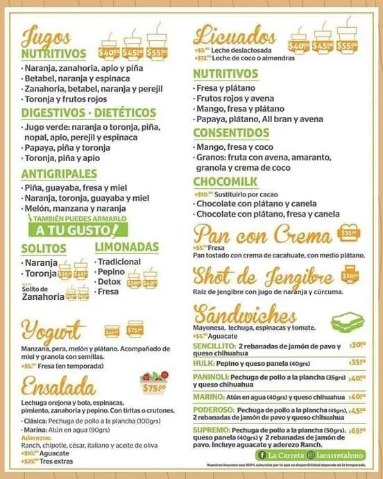 La Carreta Verde Menu Mexico | Tarifas Vigentes 2024