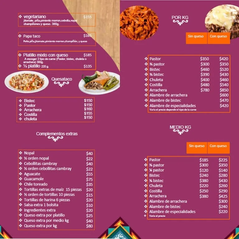 Los Tarascos Menu Mexico