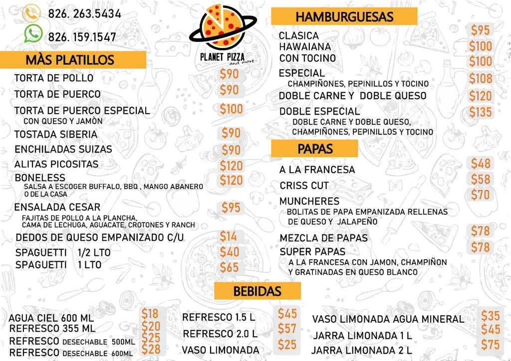 Planet Pizza Menu Mexico