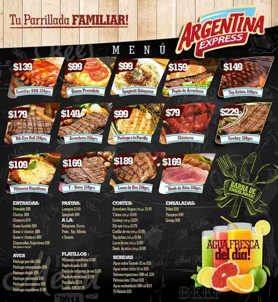 Argentina Express Menu Mexico 