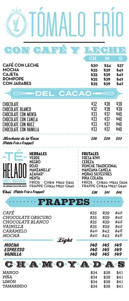 Cielito Querido Cafe Menu Mexico