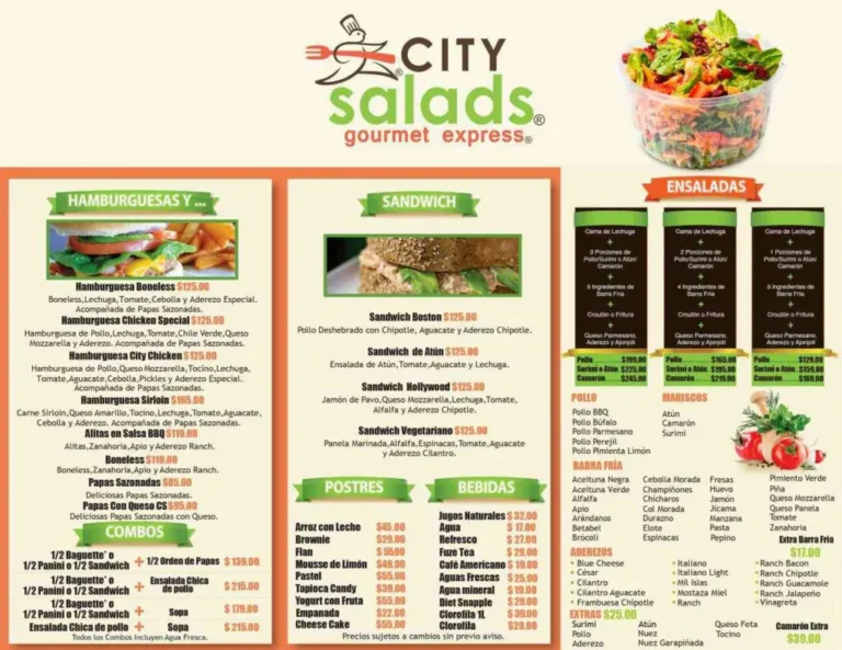 City Salads Menú Precios México Actualizado 2024