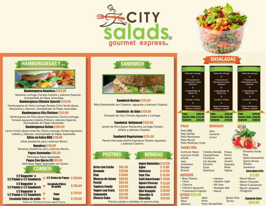 City Salads Menu Mexico