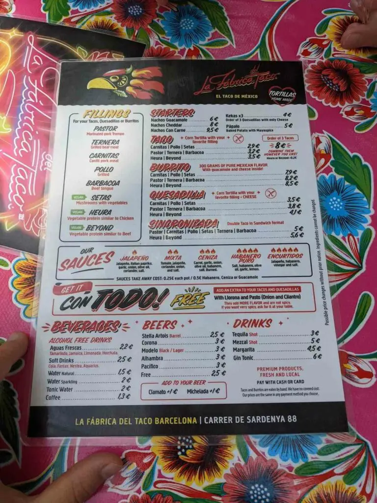 La Fabrica Del Taco Menu Mexico