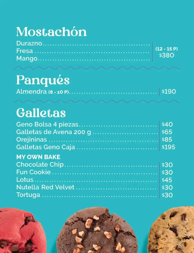 nina pastelería menu los cabos