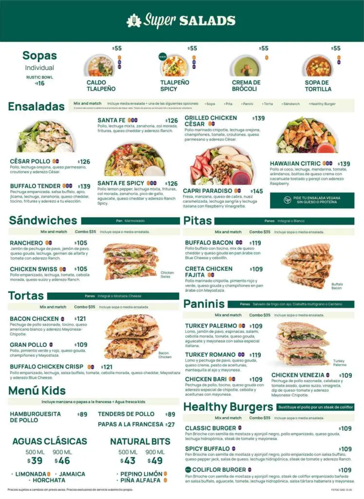 Super Salads Menu Mexico