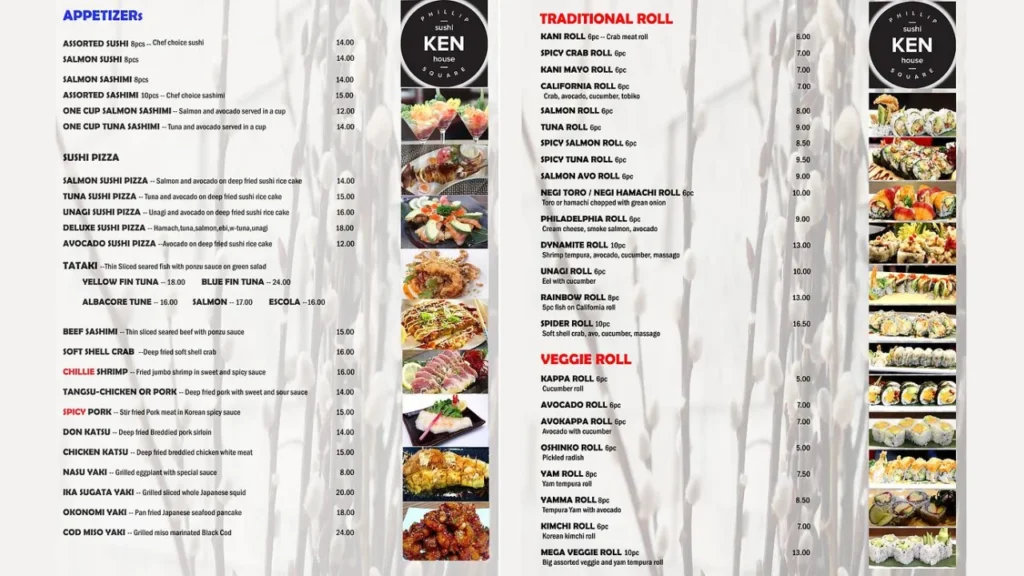 sushi ken menu Platos Japoneses Tradicionales