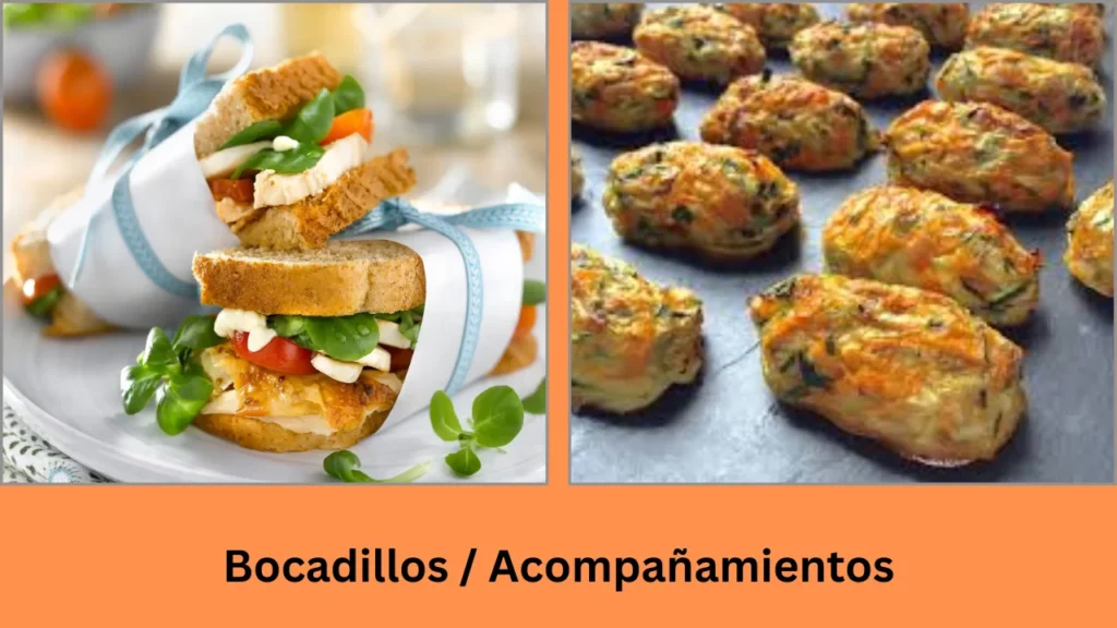 menu de comidas para la semana Bocadillos  Acompañamientos