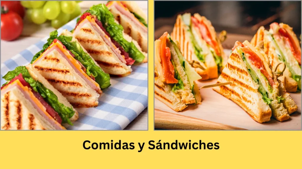 menú del tren maya Comidas y Sándwiches