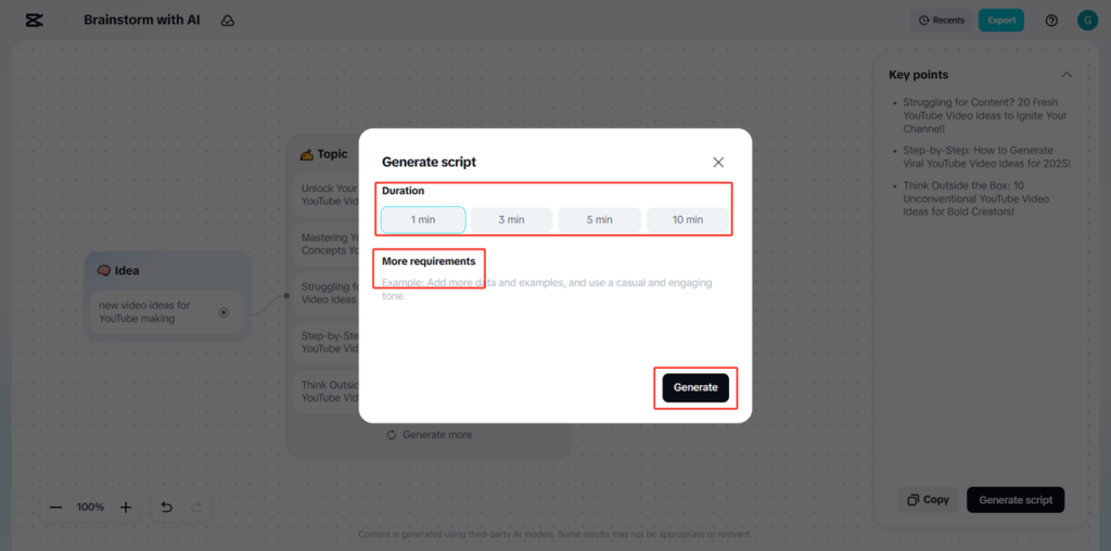 Generate and customise your educational script